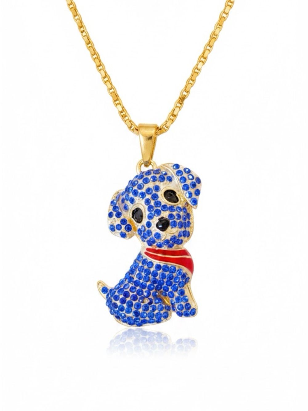 Betsey Johnson Blue and Gold Dog Pendant Necklace
